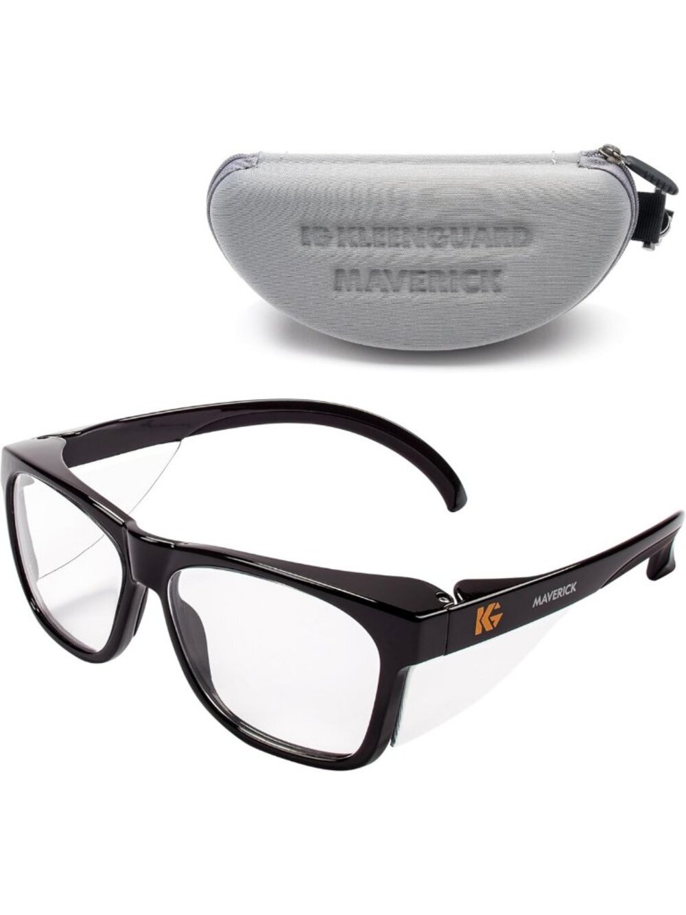 Clear Safety Glasses with Anti-Fog Coating, Black Frame, Carrying Case - Unisex